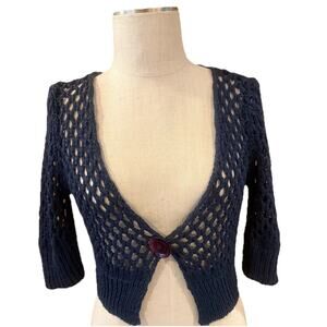 Friday's Project Sweater Womens Medium Blue Cottagecore Knit Button Front